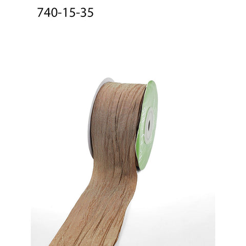 Ribbon - 1 1/2 inch Bespoke Crinkle Iridescent Ribbon / Taupe