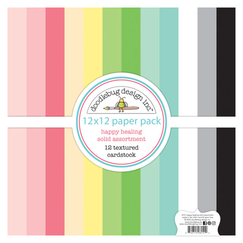 Doodlebug - Happy Healing Collection - 12x12 Textured Cardstock Assortment Pack / 8151