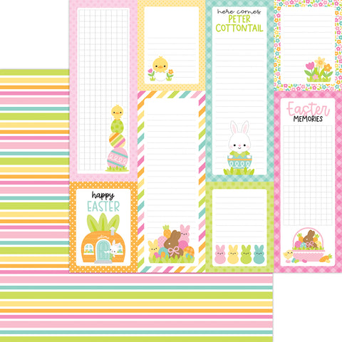 Doodlebug - Bunny Hop Collection - 12x12 Single Sheets - Springtime Stripe / 8468