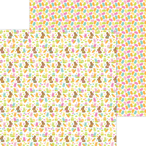 Doodlebug - Bunny Hop Collection - 12x12 Single Sheets - Bunnies & Beans / 8470