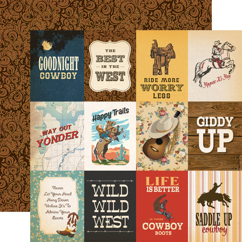 Carta Bella - Cowboys - 12x12 Single Sheet / 3x4 Journaling Cards