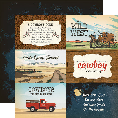 Carta Bella - Cowboys - 12x12 Single Sheet / 6x4 Journaling Cards