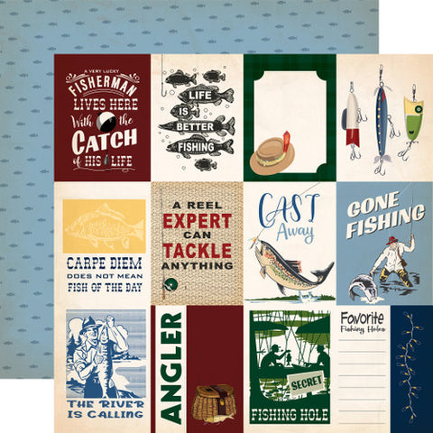 Carta Bella - Gone Fishing - 12x12 Single Sheet / 3x4 Journaling Cards