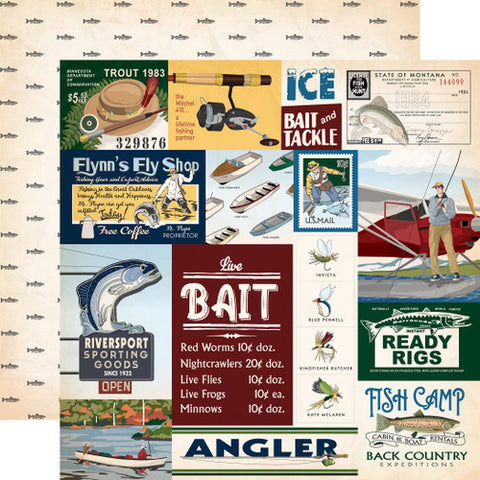 Carta Bella - Gone Fishing - 12x12 Single Sheet / Multi Journaling Cards