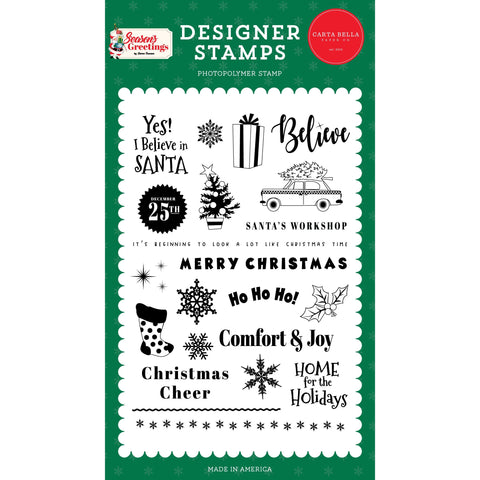 Carta Bella - Season's Greetings - 4x6 Stamp Set - Christmas Cab