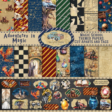 Country Craft Creations - Adventures in Magic - 12x12- 27 Sheets Collection Pack with Die Cuts