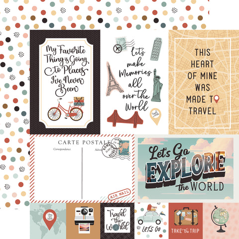 Echo Park - Let's Take The Trip - 12x12 Single Sheet / Explore Journaling Cards