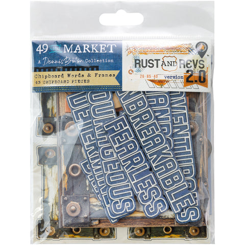 49 & Market - Rust And Revs 2.0 - Chipboard Words & Frames