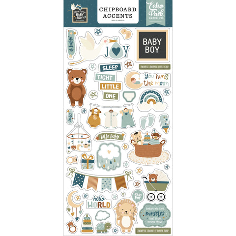 Echo Park - Special Delivery Baby Boy - 6x13 Chipboard - Accents