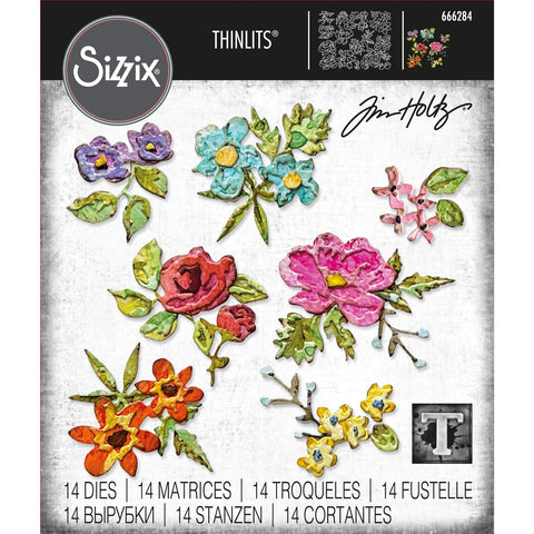 Sizzix - Thinlits Die by Tim Holtz - Brushstroke Flowers / 14 pieces