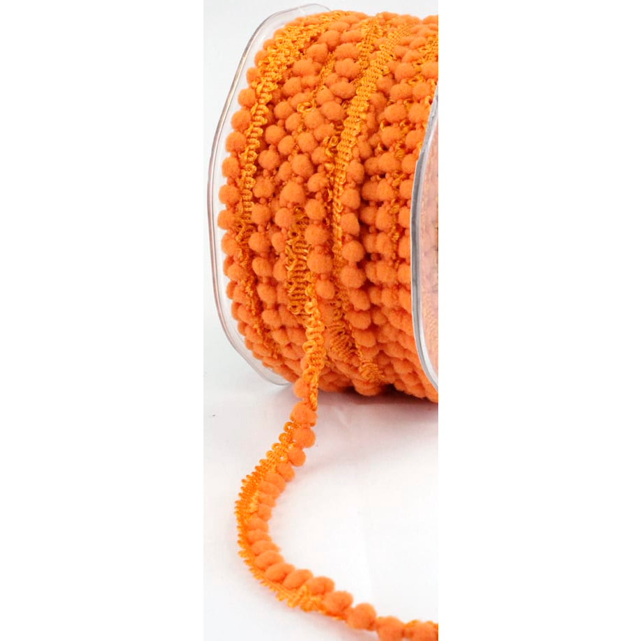 Ribbon - Mini Pom Pom - 3/8 Inch - Orange