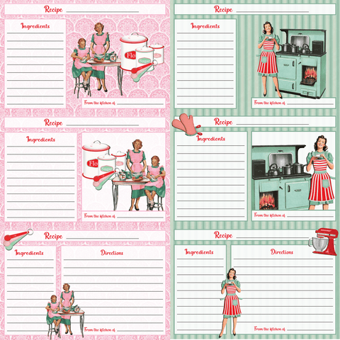 Country Craft Creations - What's Cooking - Single Sheet Recipe Cards #2