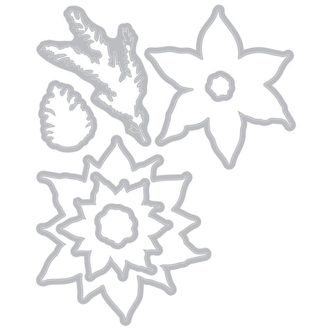 Sizzix - Sizzix Clear Stamps Set 16PK w/10PK Framelits - Poinsettia Trio by 49 and Market