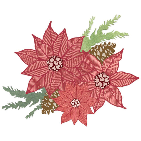 Sizzix - Sizzix Clear Stamps Set 16PK w/10PK Framelits - Poinsettia Trio by 49 and Market