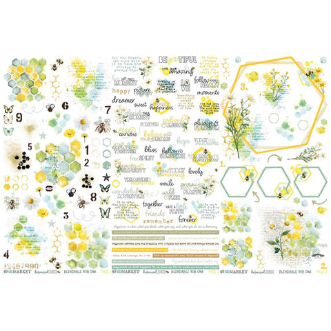 49 & Market - Botanical Buzz - Rub On Transfers