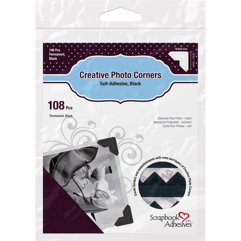 Scrapbook Adhesives - Creative Photo Corners - Black / 01626