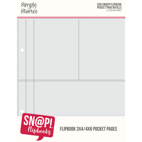 Simple Stories -  6x8 Flipbook Pages - 3x4 / 4x6 Pack Refills / 10 pages
