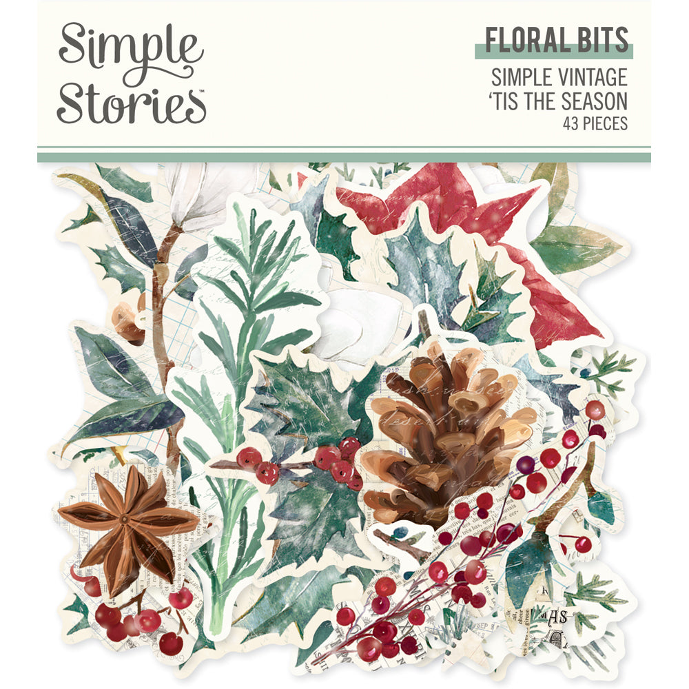 Simple Stories -  Simple Vintage 'Tis The Season - Floral Bits & Pieces