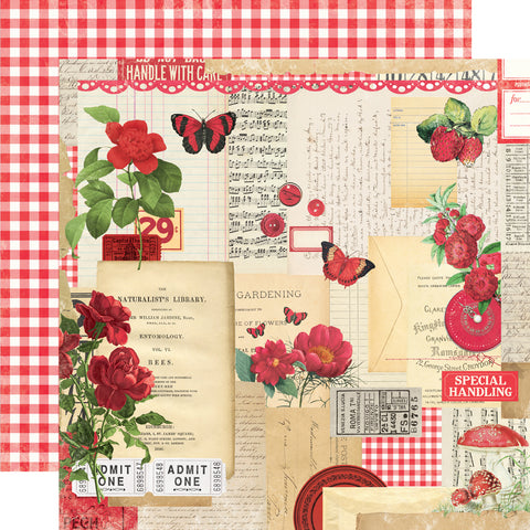 Simple Stories - Simple Vintage Essentials Color Palette - 12x12 Single Sheet - Red Collage