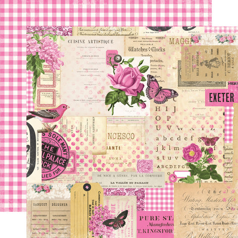 Simple Stories - Simple Vintage Essentials Color Palette - 12x12 Single Sheet - Pink Collage