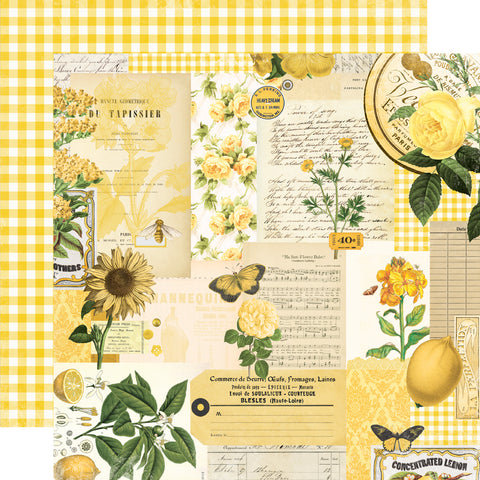 Simple Stories - Simple Vintage Essentials Color Palette - 12x12 Single Sheet - Yellow Collage