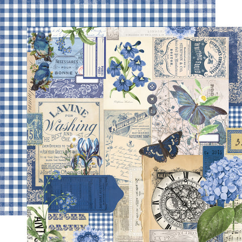 Simple Stories - Simple Vintage Essentials Color Palette - 12x12 Single Sheet - Blue Collage