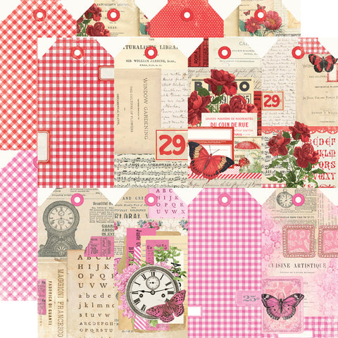 Simple Stories - Simple Vintage Essentials Color Palette - 12x12 Single Sheet - Tags / Red & Pink