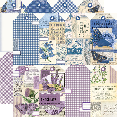 Simple Stories - Simple Vintage Essentials Color Palette - 12x12 Single Sheet - Tags / Blue & Purple