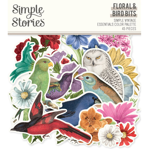 Simple Stories - Simple Vintage Essentials Color Palette - Bits & Pieces / Floral & Birds
