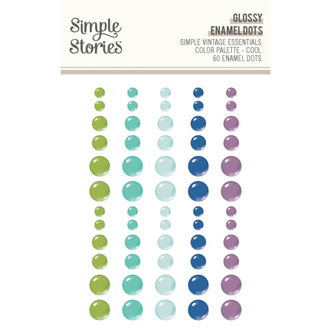 Simple Stories - Simple Vintage Essentials Color Palette - Glossy Enamel Dots / Cool