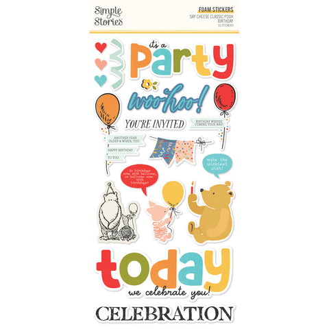 Simple Stories - Say Cheese Classic Pooh Birthday - Foam Stickers