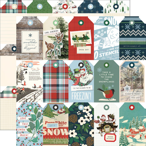 Simple Stories - Simple Vintage Flannel Season  - 12x12 Single Sheet - Tag Elements