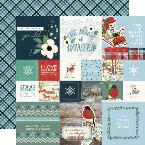 Simple Stories - Simple Vintage Flannel Season  - 12x12 Single Sheet - 2x2 / 4x4  Elements