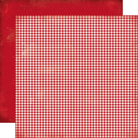 Simple Stories - Simple Vintage Believe Gingham - 12x12 Single Sheet - Candy Cane