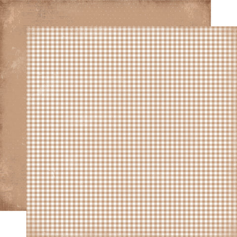 Simple Stories - Simple Vintage Believe Gingham - 12x12 Single Sheet - Gingerbread