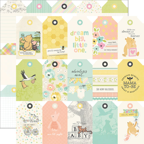Simple Stories - Say Cheese Classic Pooh Baby - 12x12 Single Sheets - Tag elements