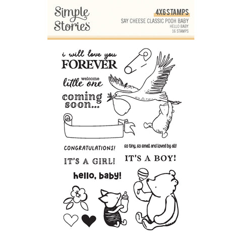 Simple Stories - Say Cheese Classic Pooh Baby - 4x6 Stamps - Hello Baby