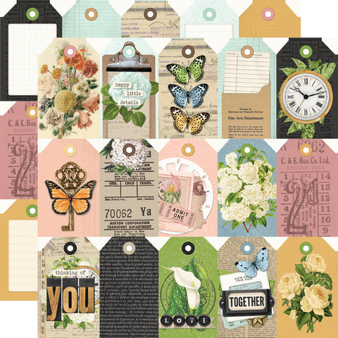 Simple Stories - Simple Vintage Junk Drawer - 12x12 Single Sheet -Tag Elements