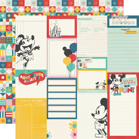 Simple Stories - Say Cheese Happiest Place - 12x12 Single Sheets / Journal Elements