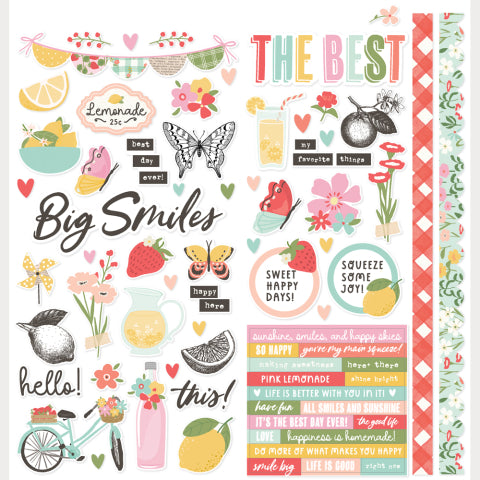 Simple Stories - Pink Lemonade - Cardstock Stickers / Icons