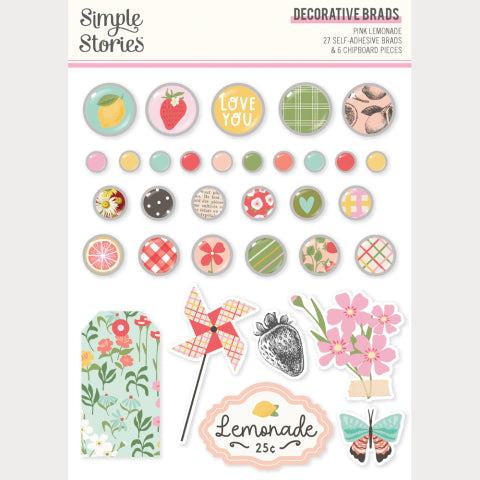 Simple Stories - Pink Lemonade -Decorative Brads