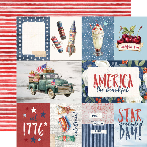 Simple Stories - Land of the Free - 12x12 Single Sheets/ Elements 2