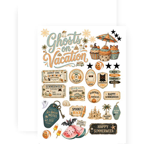 Country Craft Creations - Summerween Ghosts on Vacation - 6x8 / 27 Double-Sided 6x8 Papers SHIPPING AUGUST 1ST