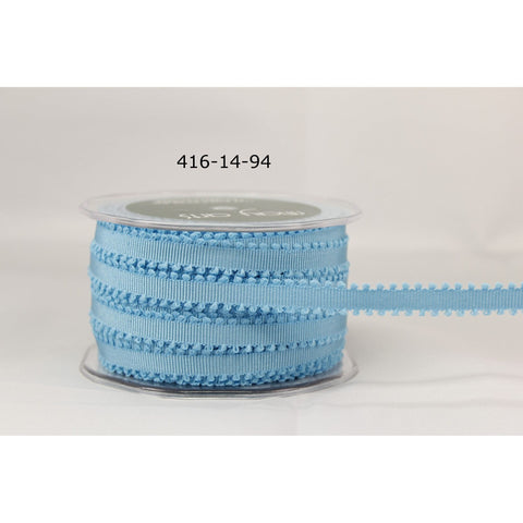 Ribbon - 1/4 Inch Grosgrain Ribbon with Picot Edge - Turquoise