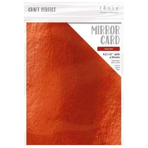 Tonic Studio - Craft Perfect Mirror Cardstock - 8.5"X11" 5/Pkg - High Gloss / Ruby Red