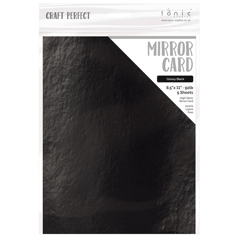 Tonic Studio - Craft Perfect Mirror Cardstock - 8.5"X11" 5/Pkg - High Gloss / Black