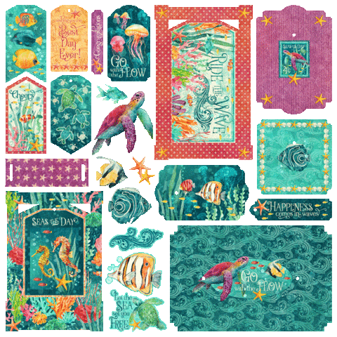 G45 - Seas The Day - Chipboard Pieces, Tags & Frames