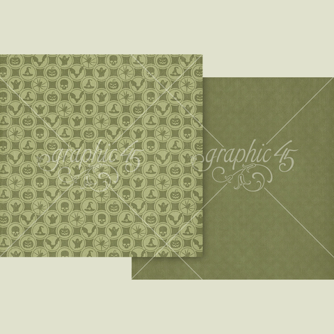G45 - Ghostly Greetings - 12x12 Single Sheet - Pattern & Solid - Poison Green