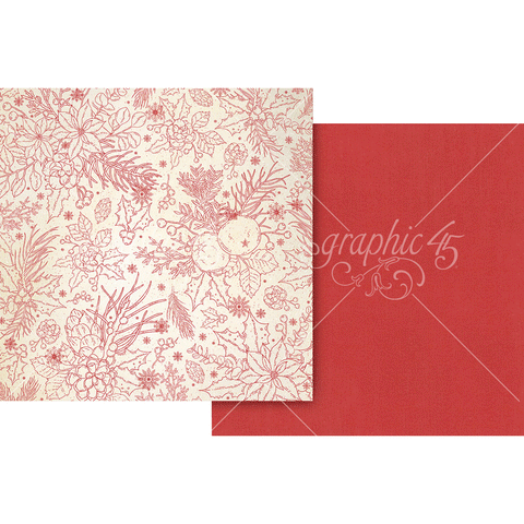 G45 - Deck the Halls - 12x12 Single Sheet - Pattern & Solid - Poinsettia Red