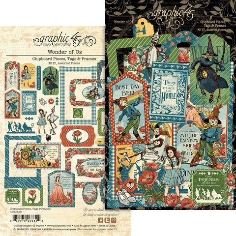 G45 - Wonder of Oz - Chipboard Pieces, Tags & Frames